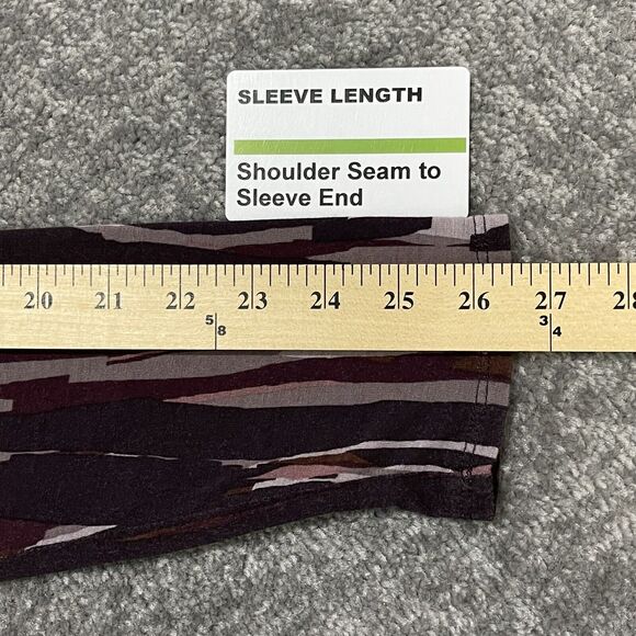 LOGO Tunic Top Women L Purple Pink‎ Print Pockets Ruffled Hem Knit Soft E24 - Picture 14 of 15